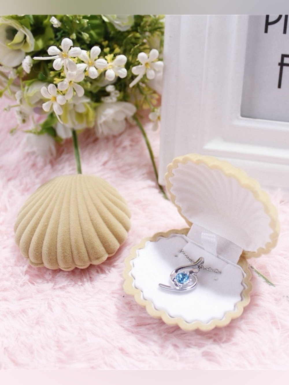 Seashell Jewelry Gift Box Velvet Shell Necklace Presentation Box for Gifts